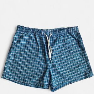 Vintage blue plaid cotton shorts